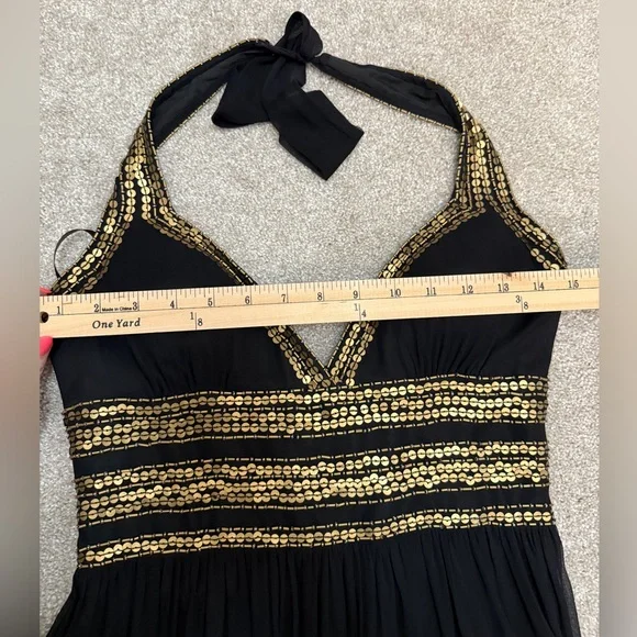 Vintage Cache Black Halter Dress with Gold Details - size 6 - NWT - Picture 4 of 15